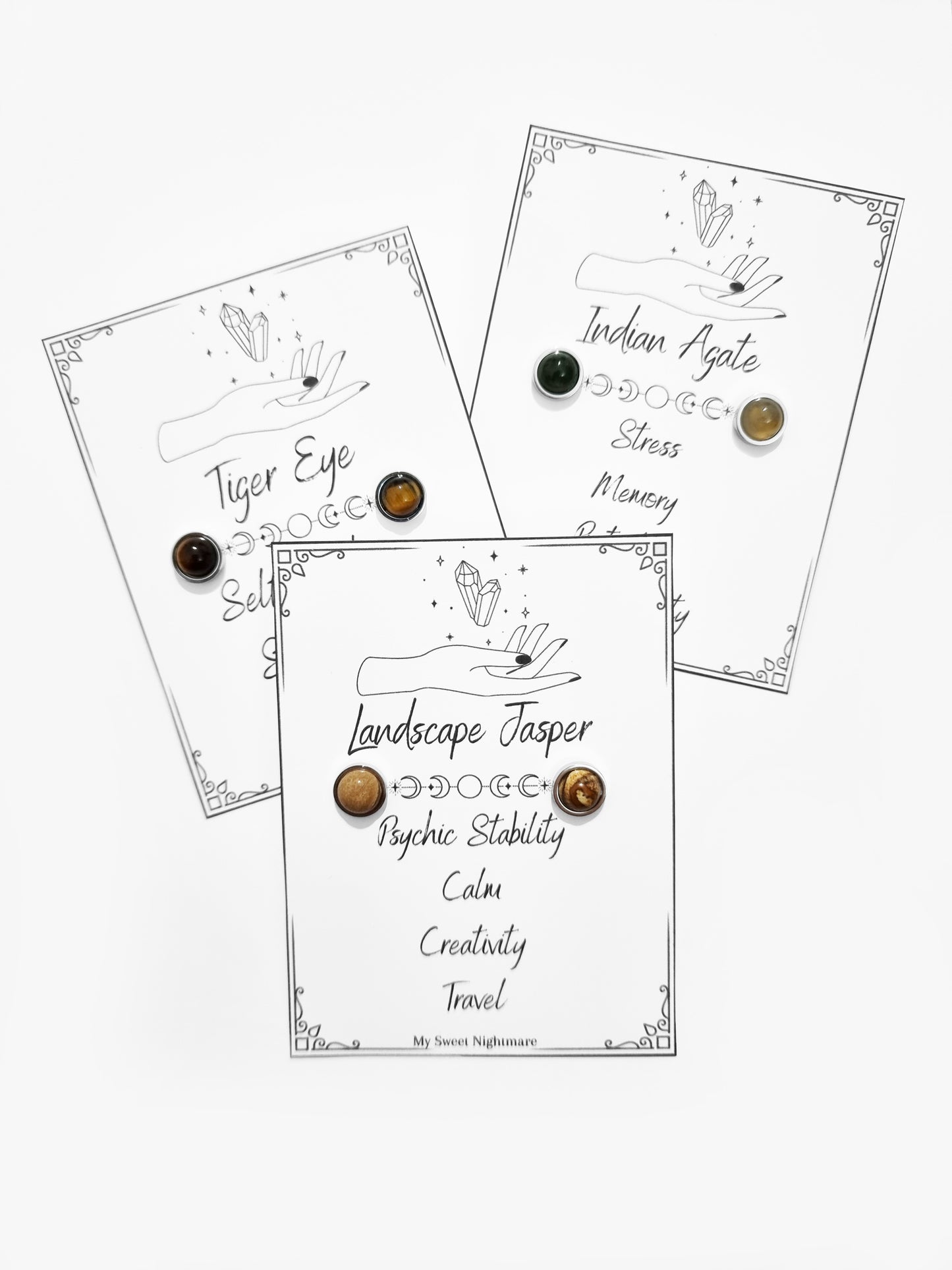 Orecchini con cristalli naturali e acciaio inox