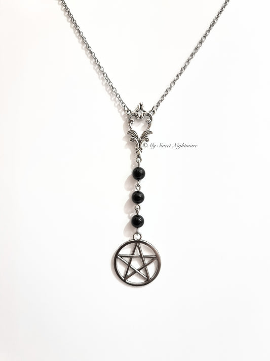 Collana con pentacolo e tormalina nera