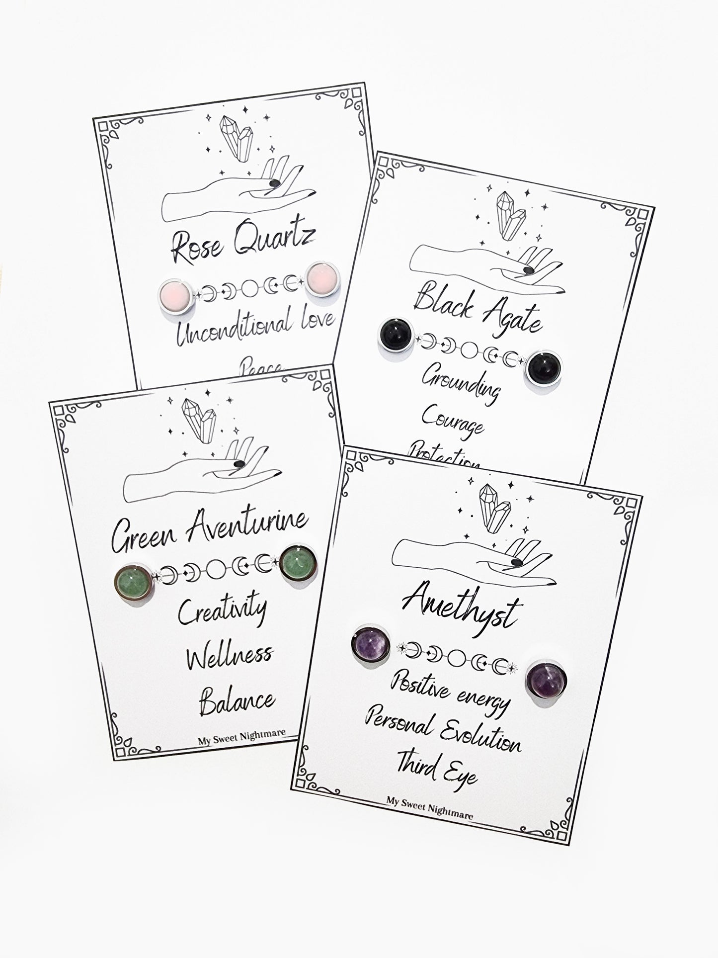 Orecchini con cristalli naturali e acciaio inox